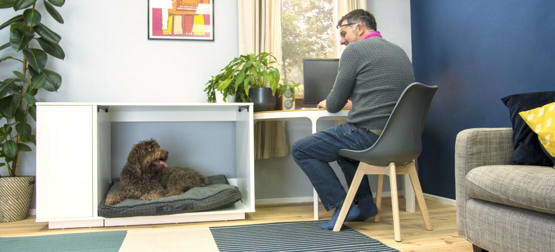 Add your favorite dog bed to the Omlet Fido Nook to create a super comfortable dog house