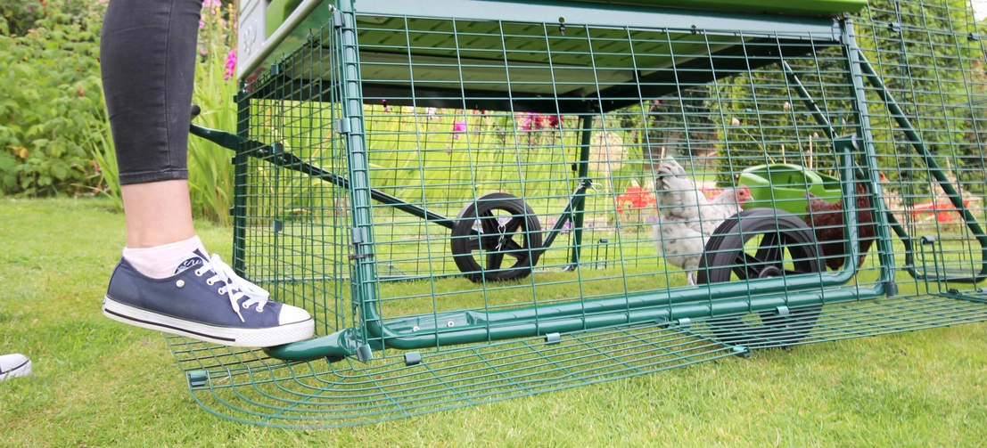 The optional wheels make it super easy to move this large chicken coop to a new patch of grass.