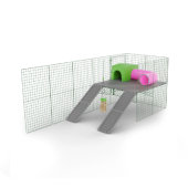 Zippi platform with two ramps a shelter and a tunnel and a treat Caddi