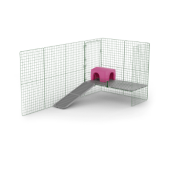 A raised platform and shelter for your guinea pigs by Omlet.