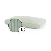 Large cushion dog bed corduroy cover in moss green shade by Omlet.