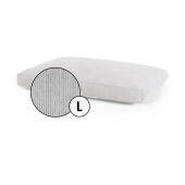 Large cushion dog bed corduroy cover in pebble grey shade by Omlet.