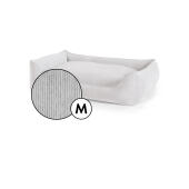 Medium nest dog bed corduroy cover in pebble grey shade by Omlet.