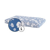 Large cushion dog bed cover in blue floral gardenia porcelain print by Omlet.