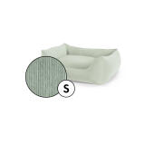Small nest dog bed corduroy cover in moss green shade by Omlet.