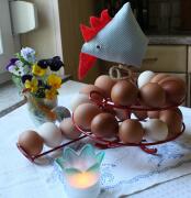 An egg skelter full of eggs