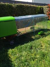 Semi-transparent tarpaulin for poultry house