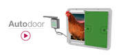 The Autodoor image with a controller and a chicken stepping out