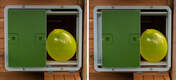 A image demonstrating the Autodoor obstacle detector with a balloon