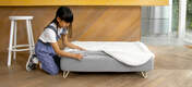 The toppers easily zip on and off the luxury memory foam mattress, providing both comfort and extreme flexibility.
