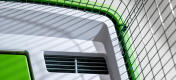Close up of air vents at top of Eglu Cube chicken coop