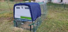 Omlet green Eglu Cube large chicken coop and run with Omlet extreme temperature jacket