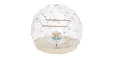 Omlet Geo bird cage with white cage and cream base
