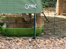 Two rabbits hiding an Omlet feeder.