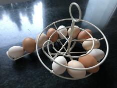 Lots of fresh eggs on a helter skelter