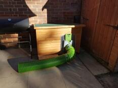 Insulated dog kennel for free range rabbits