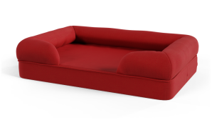 Memory Foam Bolster Dog Bed - Medium - Merlot Red