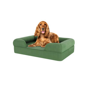 Memory Foam Bolster Dog Bed - Medium - Sage Green