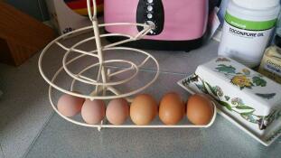 Our first few eggs on our egg skelter!! i love it!! x