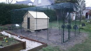 Wooden chicken coop in Omlet walk in chicken run