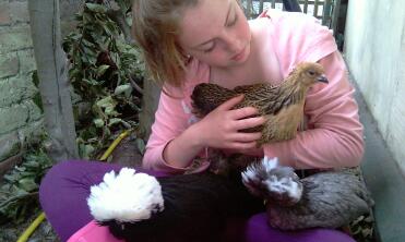 Katie and the chickens