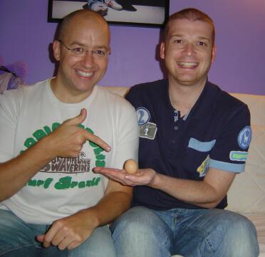 Chris and Rob's first egg - 3rd July 2007. But who laid it - Audrey or Greta...?