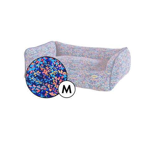 Medium nest dog bed cover in patterpaws neon print by Omlet.