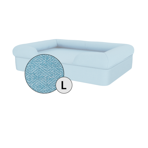 Large sky blue dog bed.