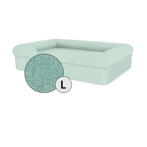 Large teal blue dog bed.