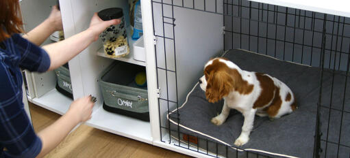 Keep your puppy training treats safe in the cupboard of the Omlet Fido Studio s