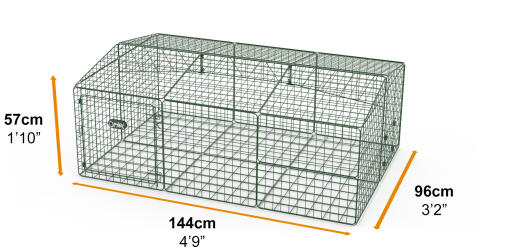 Zippi rabbit run with roof and underfloor mesh - single height low