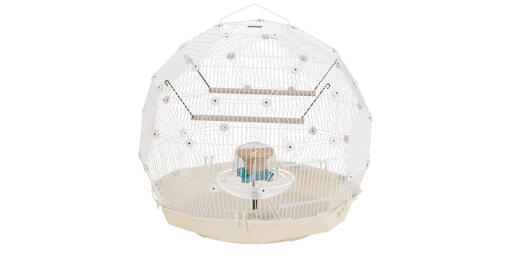 Omlet Geo bird cage with white cage and cream base