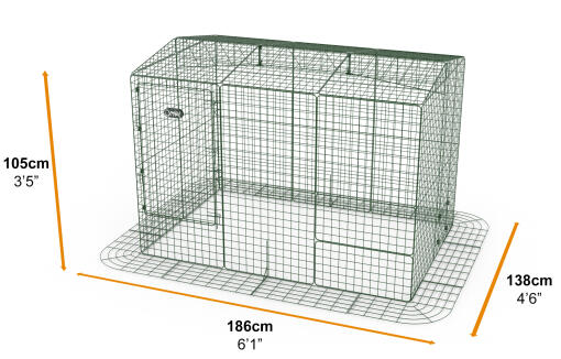 Zippi rabbit run with roof and skirt - double height high