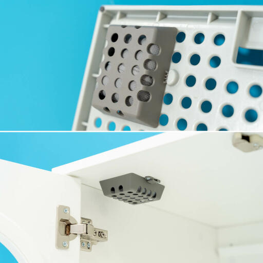 Litter box with charcoal filter outlet