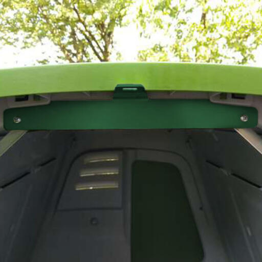 A photo showing the location of the Eglu Go security brackets.