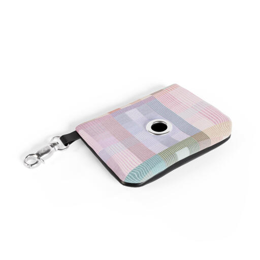 Dog poop bag holder in multicoloured prism kaleidoscope print by Omlet.