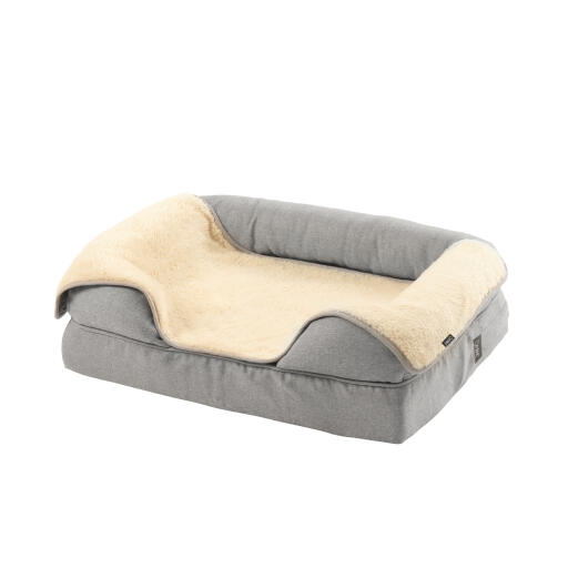 Super Soft Dog Blanket Small - Grey and Cream