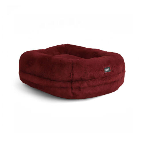 Omlet luxury super soft donut cat bed in ruby red colour