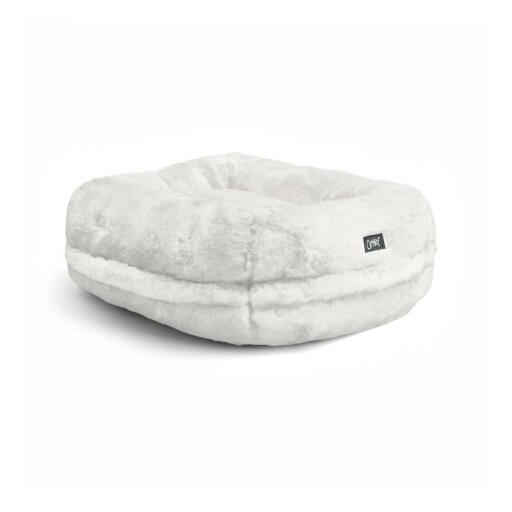 Omlet luxury super soft donut cat bed in snowball white colour