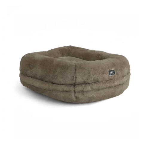 Omlet luxury super soft donut cat bed in mouse brown colour