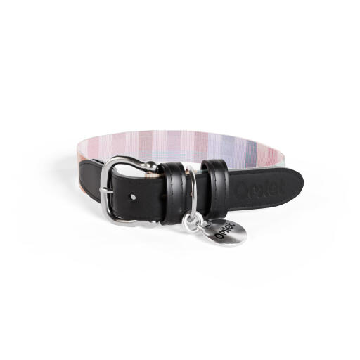 Small dog collar in multicoloured prism kaleidoscope print by Omlet.