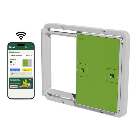 Smart automatic chicken coop door green with Omlet app