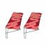 Two red fabric outdoor cat shelves for cat runs