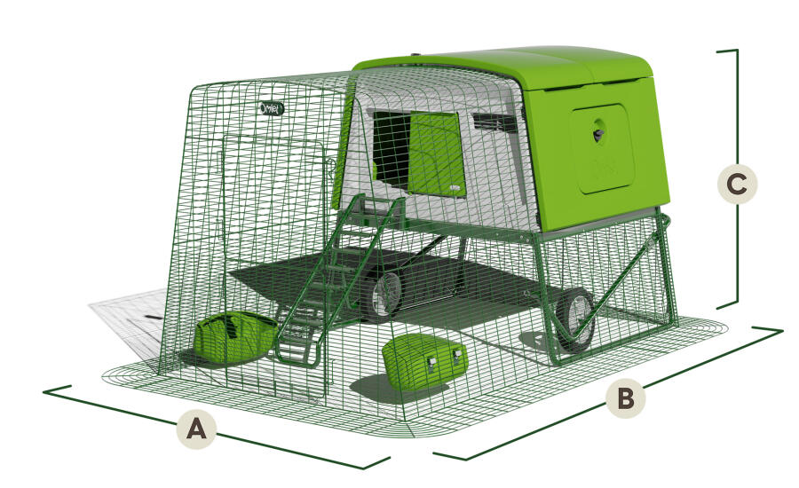 Eglu Cube with 2m run dimensions us