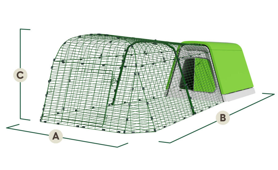 Eglu Go rabbit hutch with 2m run dimensions