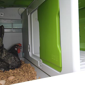 Roosting Bars and Nesting Box of the Eglu Cube chicken house.