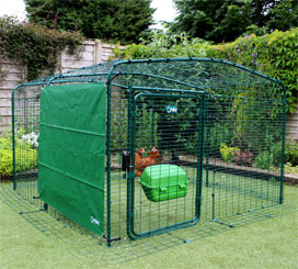 Omlet walk in chicken run with heavy duty side cover.
