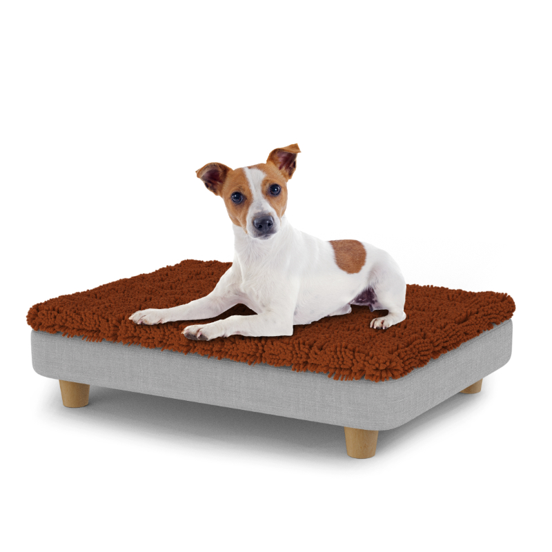 Small Easy to clean dog bed with Microfiber Topper and Wooden Round Feet