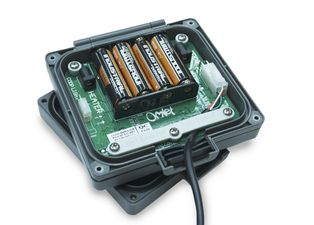 The Autodoor can be powered by 4 AA batteries