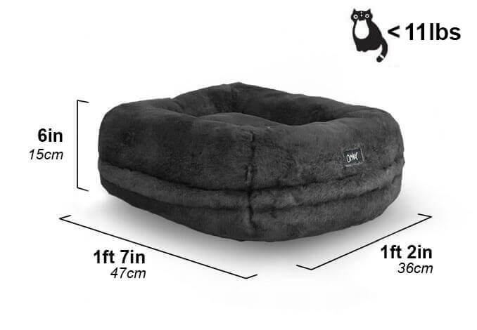 maya donut cat bed in dimensions US